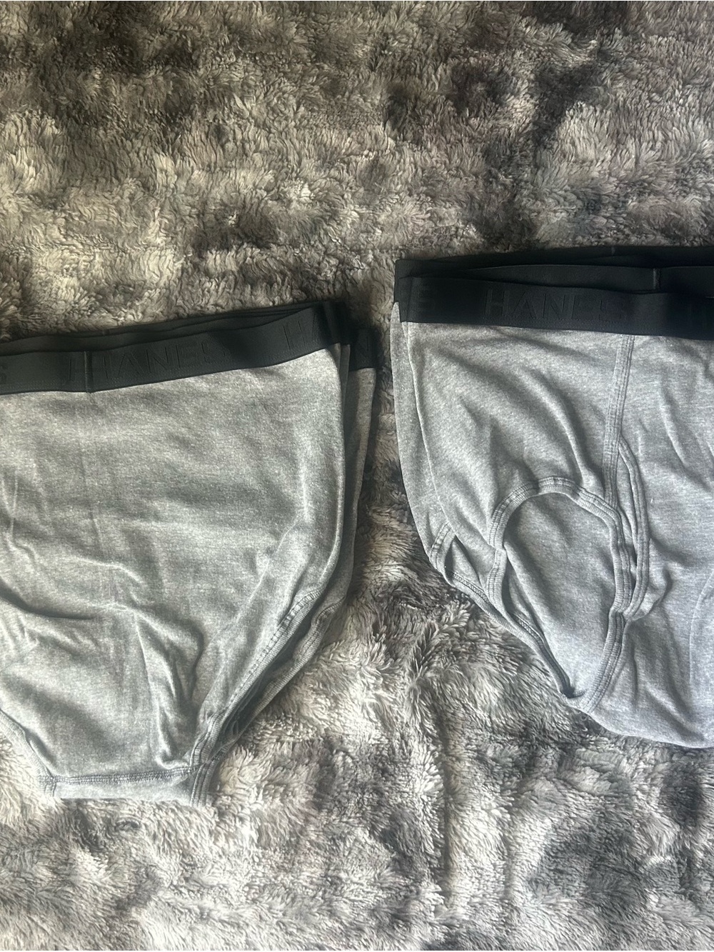 Hanes Gray Boxer Briefs with Black Waistband